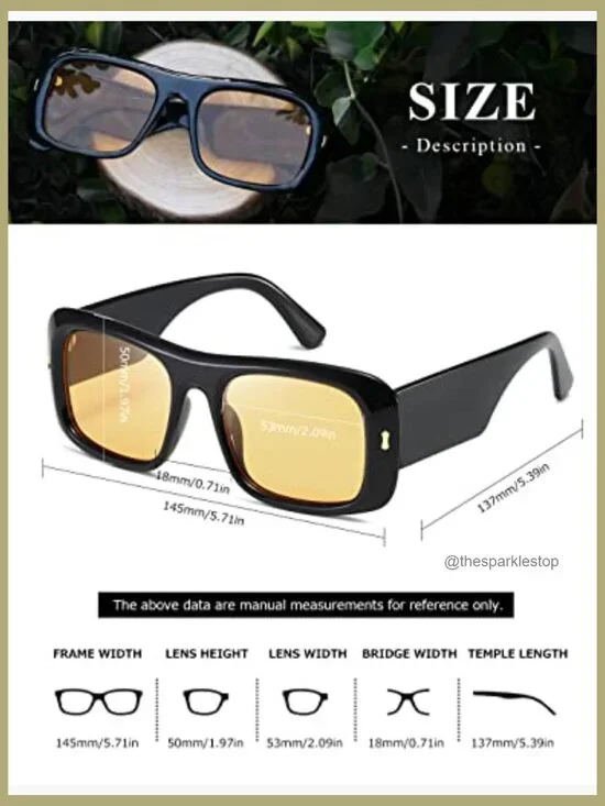 Retro Oversize Square Frame Sunglasses UV400 Polarized Shield - Picture 5 of 7